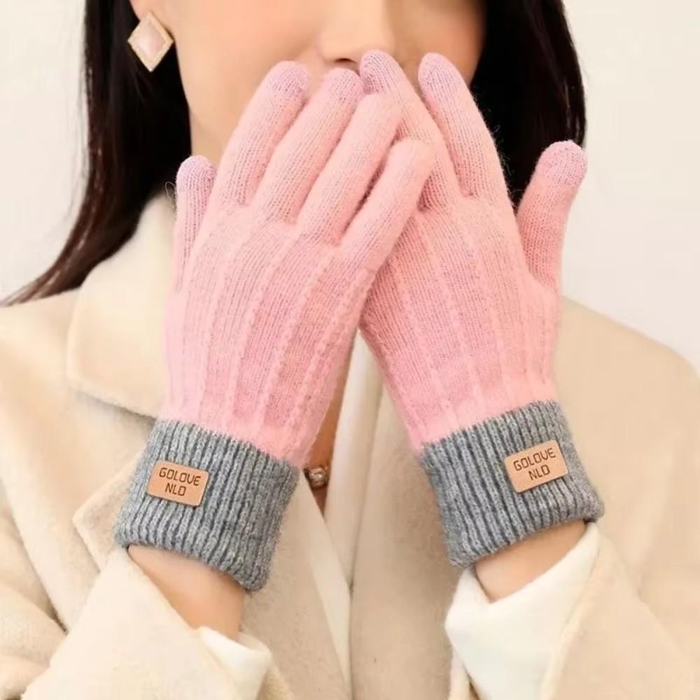 Cold Protection Winter Gloves Touchscreen Women Gloves Vintage Knitted Gloves  Outdoor Riding
