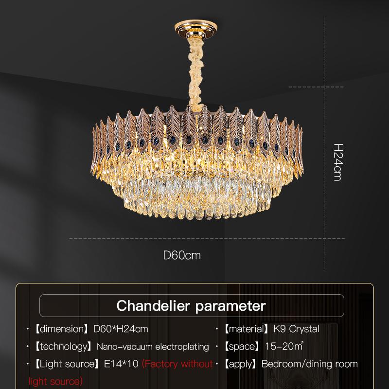 Light Luxury Style Crystal Chandelier, Post-modernist, Simple, for Living Room, Villa, European Bedroom, Restaurant, Crystal Lamps