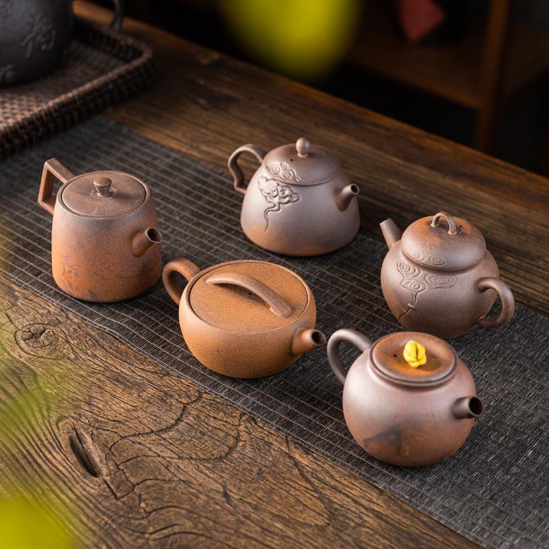 Retro Raw Ore Rough Pottery Tea Pot Chinese Handmade Tea Set Single Tea Kettle Small Kungfu Teapot Teaware