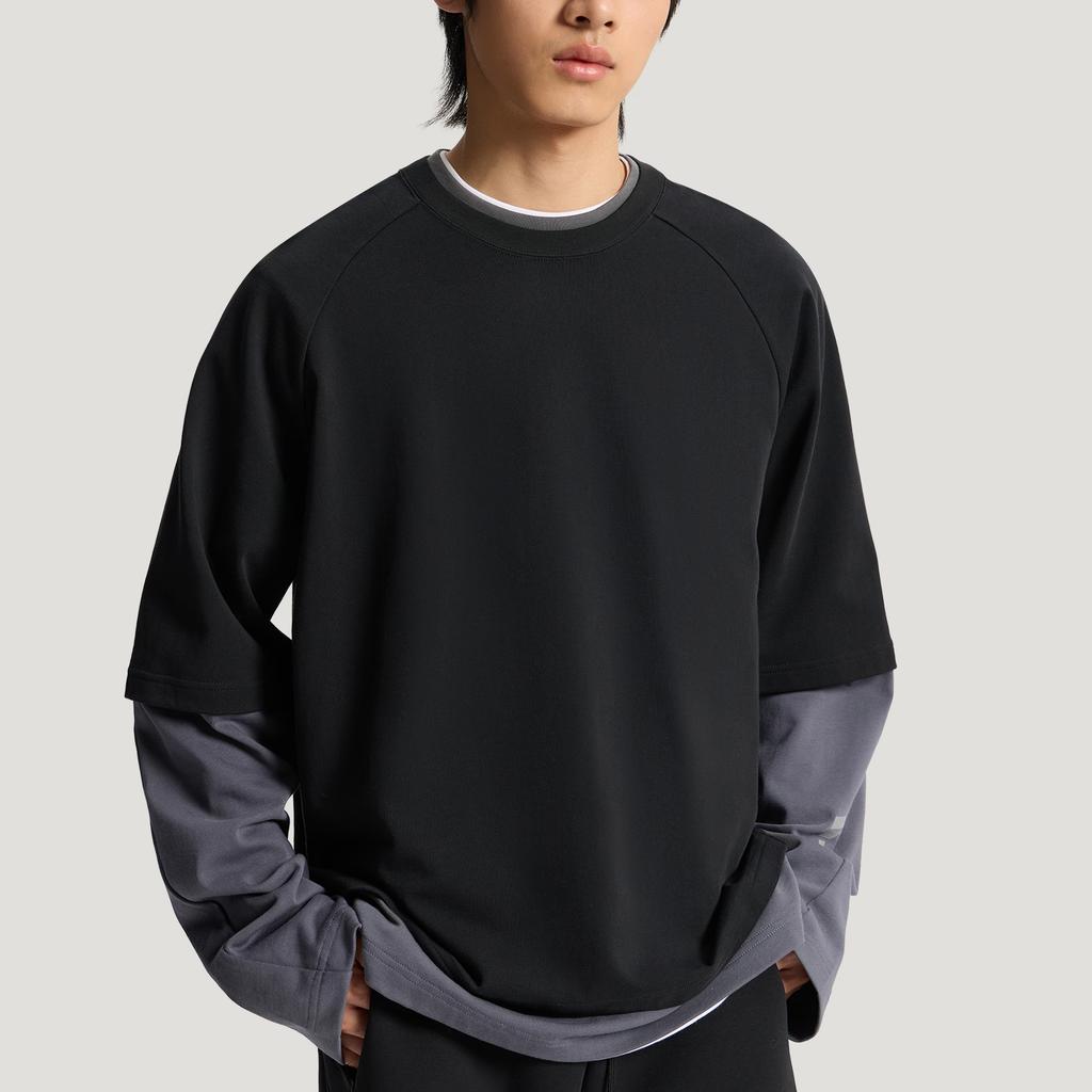 adidas FOS Langarm Fake Two-Piece Baumwolle Rundhals Pullover T-Shirt Herren Oberteile KU5302
