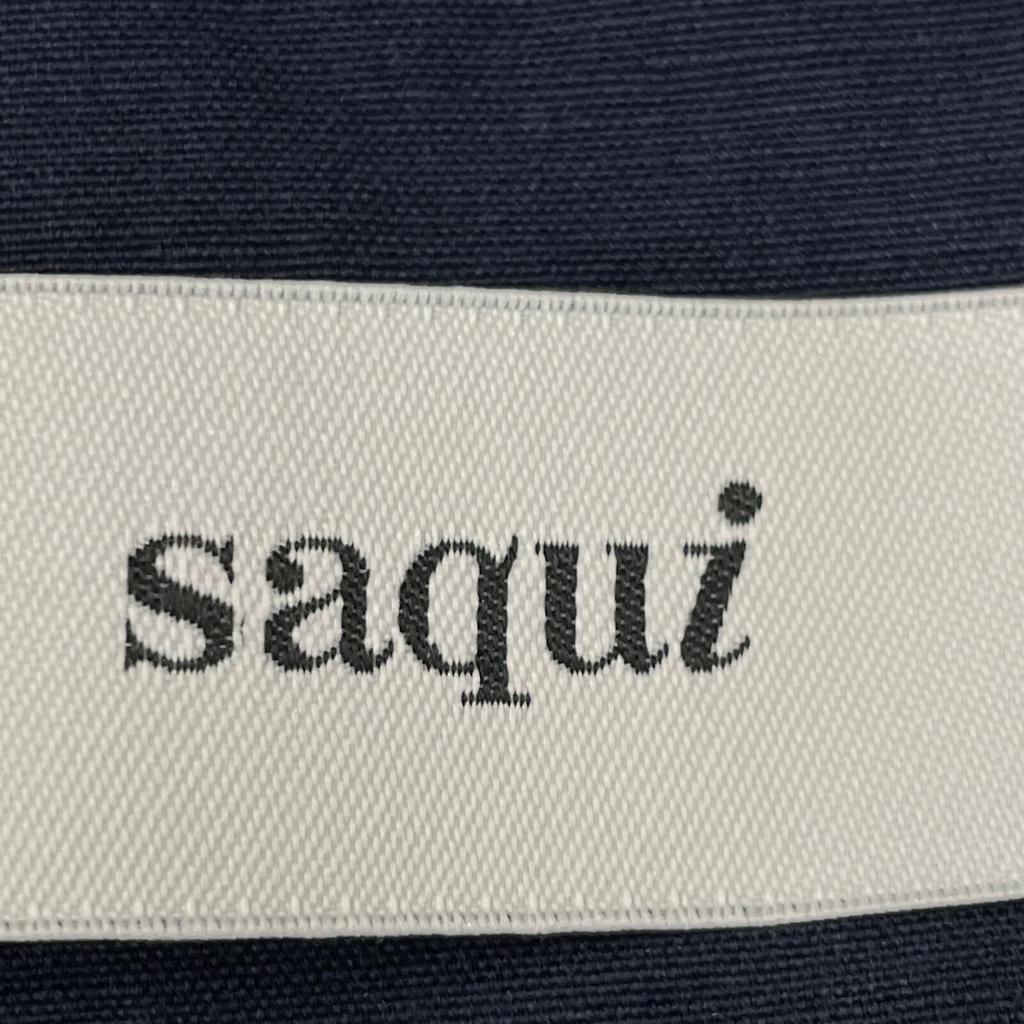 Saqui 20Stainless Steel Navy Gathered Collarless Spring Coat Coat 38 NavyUsed