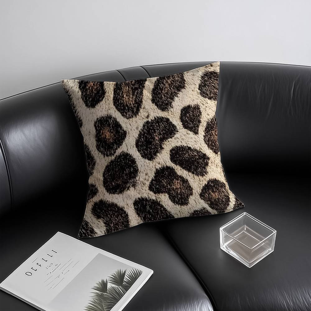 Leopard Print Pillow Case Anti-dustmite Invisible Zipper Sofa Bed