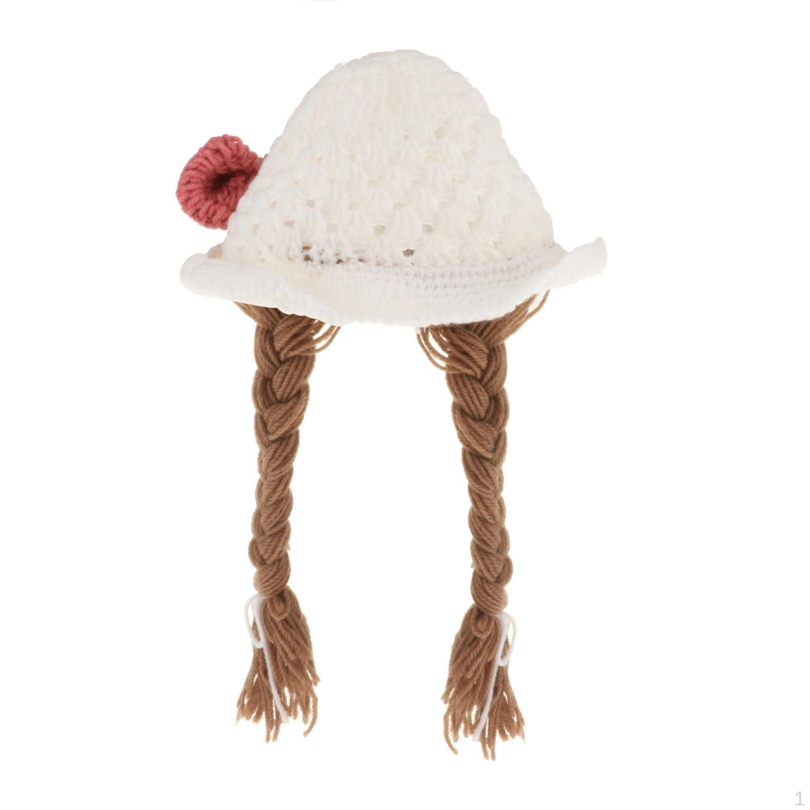 Girls Knitted Hat Infant Head Wraps Toddlers for Kids, Detachable Cherry Bowknot girl and boy Warm Bowknot White