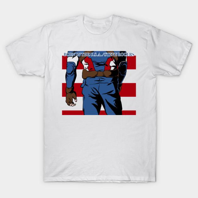 

Men Black Print T-shirt Born In The U.S.A./ White No-Cut Transfer Paper Print Cotton Tshirt 4XL білий