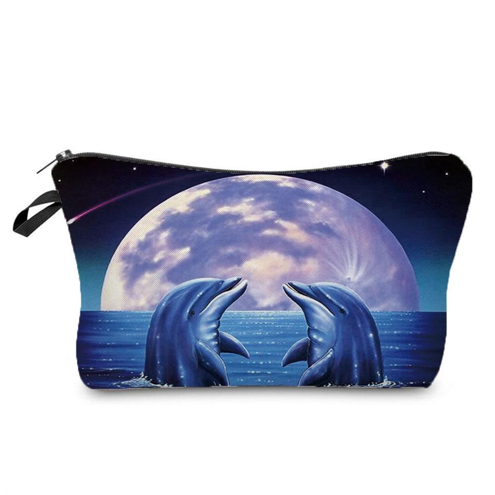 Women Marine life Print Cosmetic Bag Toiletries Organize Travel Storage Case 6862