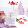 12Pcs Xmas Bell Cake Topper Sled Theme Premium Paper Wood Dessert Adornment Funny Cartoon Shape Bright Cake Ornament