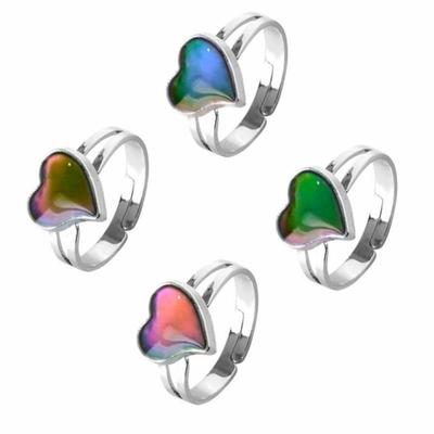 Heart Shaped Temperature Sensitive Color Changing Ring Fashionable Peach Heart Open Mouth Ring Women's Retro Jewelry Rings Gift