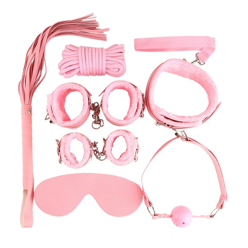 Sexy Leather BDSM Kits Plush Sex Bondage Gear Handcuffs Sex Games Whip Gag Adult Toys Exotic Accessories Sex Toys For