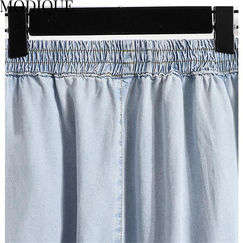 Modique Pantaloni de damă casual din denim, mărime mare, largi, casual, de culoare solidă, pantaloni lungi, din denim, cu talie înaltă, negri, dulce
