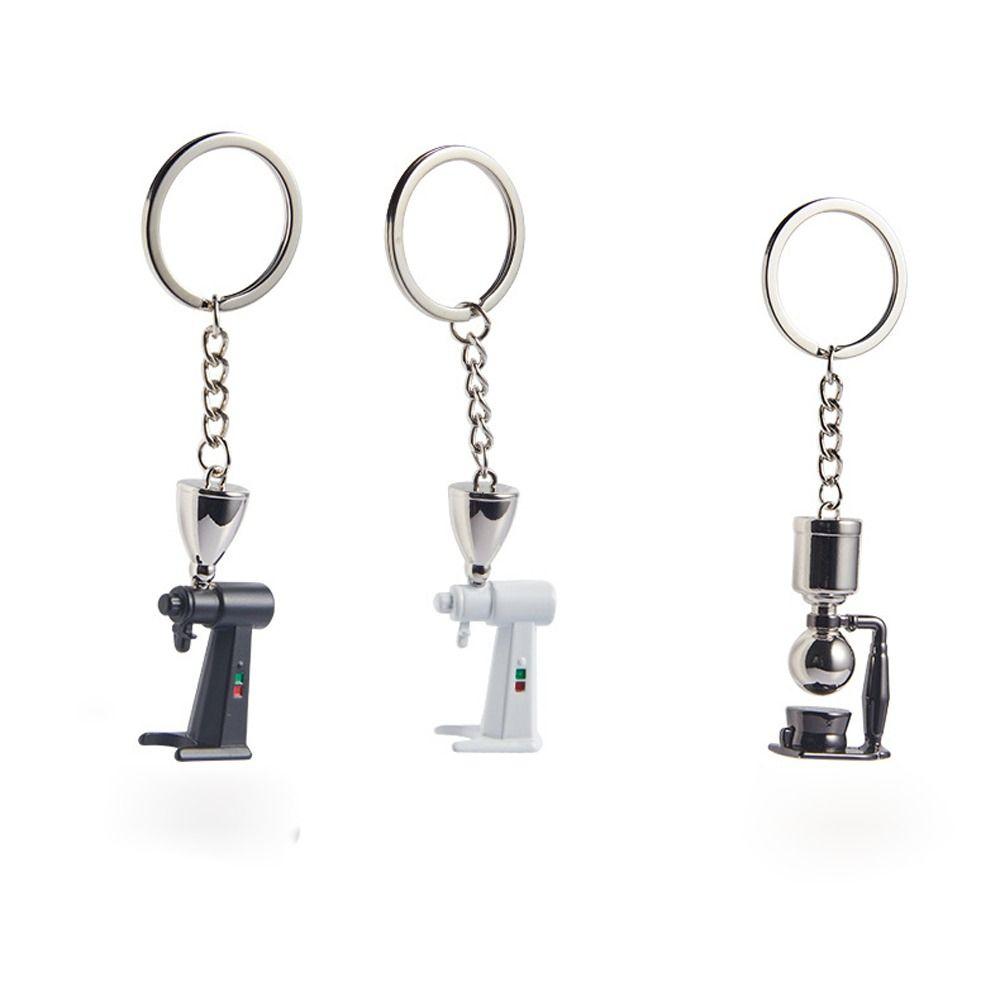 Trendy Syphon Niche Design Girl Gift Women Badge Moka Pot Bag Pendent Coffee Series Key Ring Coffee Pot Key Chain Car Key Ring
