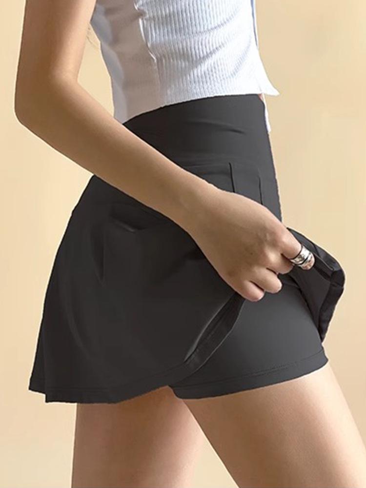 Plus Size Pleated Skort with Inner Lining for Running, Yoga, and Tennis