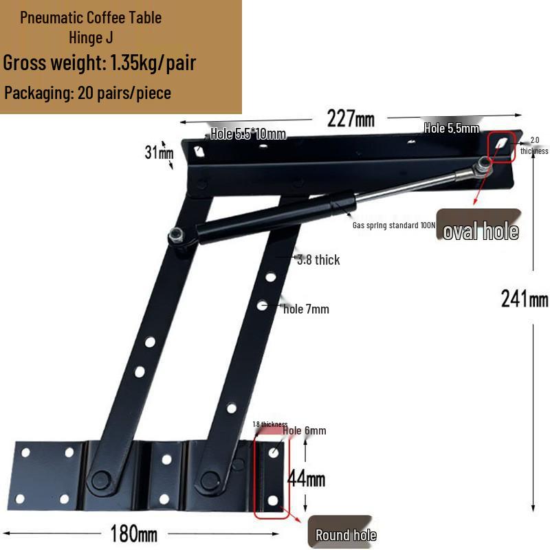 Hydraulic Lift & Fold Coffee Table Hinge - Multifunctional Furniture Hardware Support.