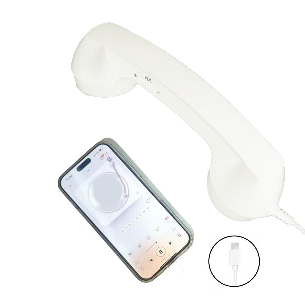 Retro Phone Receiver Cell Phone Handset Type C Radiation Proof Vintage Phone Handset for Smartphone Mobile Accessories