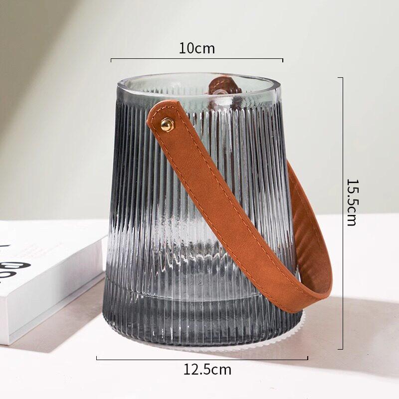 Nordic Glacier Glass Vase for Fresh Flowers, Large Transparent Hydroponic Flower Arrangement Decor for Living Room.