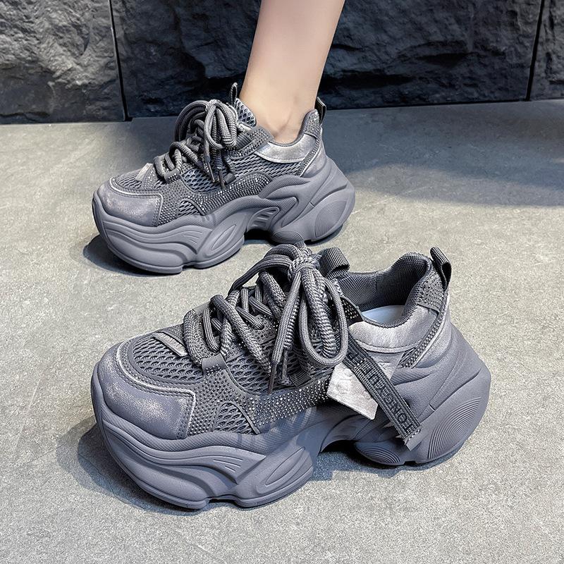 Dad shoes women's muffin thick sole inner height increase mesh breathable women's shoes 2025 new autumn summer small sports shoes