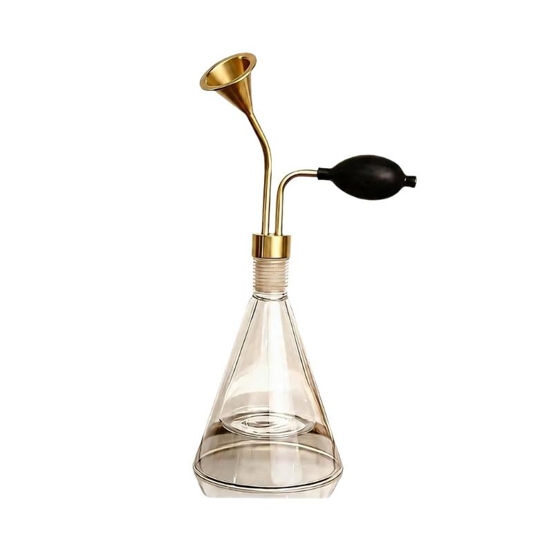 Glas-Duftprobe-Fläschchen mit handbetriebenem Balg und klarem konischem Körper für die Bewertung von Kaffee, Tee und Parfüm