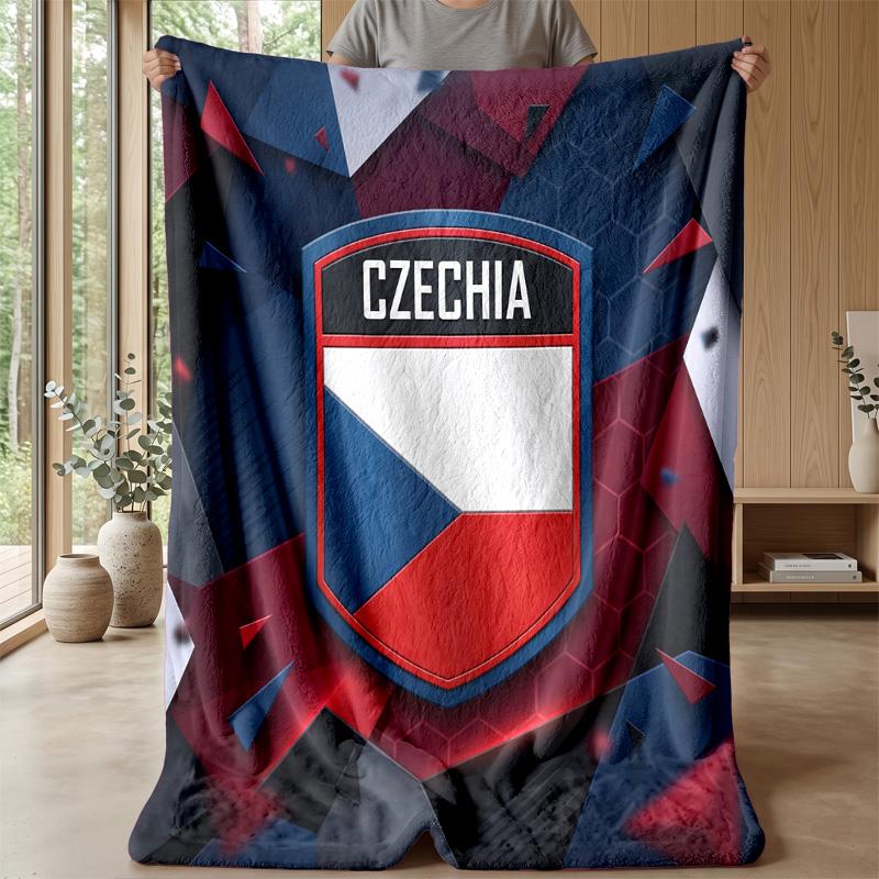 Czech Republi Football Printed Flannel Blanket Skin Friendly Warm Decorative Throw for Indoor Couch Bed Daily Use
