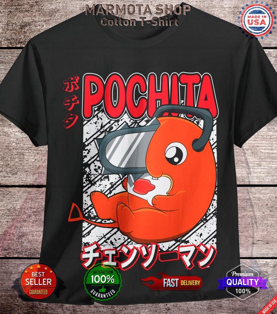 

Pochita Chainsaw Man Shirt Anime Tee T-Shirt Makima Horror Manga Otaku Denji CSM L