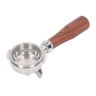 58mm Double Spouts Portafilter for Nuova Coffee Machines Stainless Steel Filter Basket Solid Wood