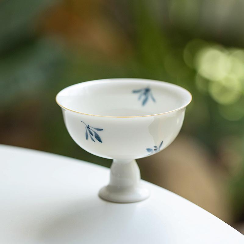 Pure hand-painted Phalaenopsis Ercai cover bowl retro underglaze color household ceramic Kung Fu tea set tea bowl teapot teacup