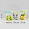 Cute Animal Figurines Set With Umbrella-Elephant,Turtle,Frog Garden Ornaments, Whimsical Desk Decor For Aquarium&Home Decor Gift