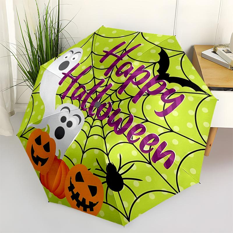 

1pc Happy Halloween Pattern Beautiful Looking Automatic Folding Umbrella, 3 Folding, 8 Pole Frame Design, Durable and Suitable for Travel and Dai