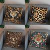 2D Stylish Leopard & Floral Patterned Pattern Cushion Cover Suitable For Sofa Bedroom Car Pillow Cover