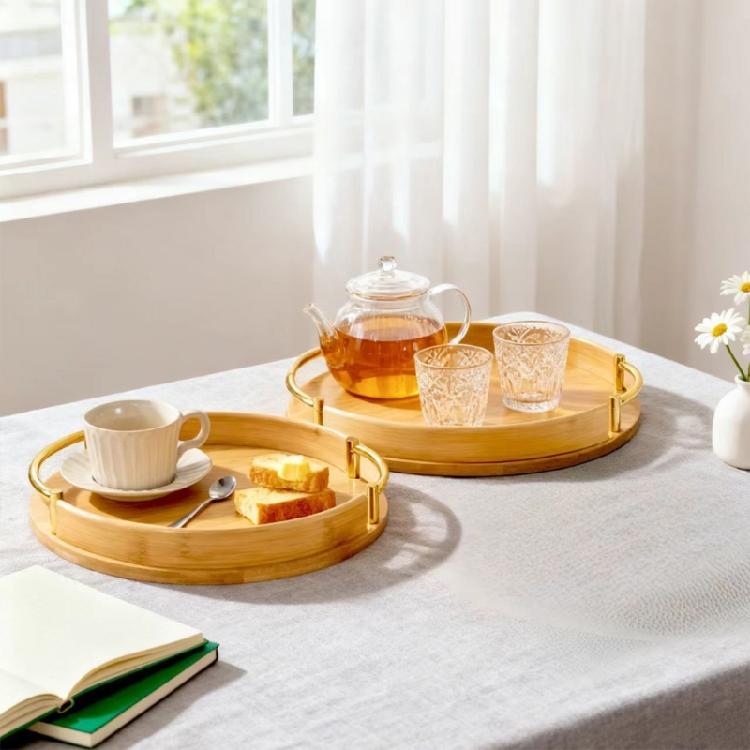 Sturdy Bamboos Snacks Tray Great For Entertaining Guests Home Or Hotel Event
