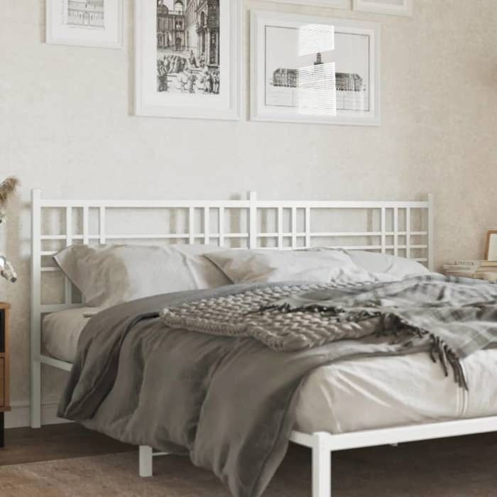VidaXL White Metal Headboard 200 Cm, Headboard for Double Bed, White Headboard,, Metal Headboard 376411