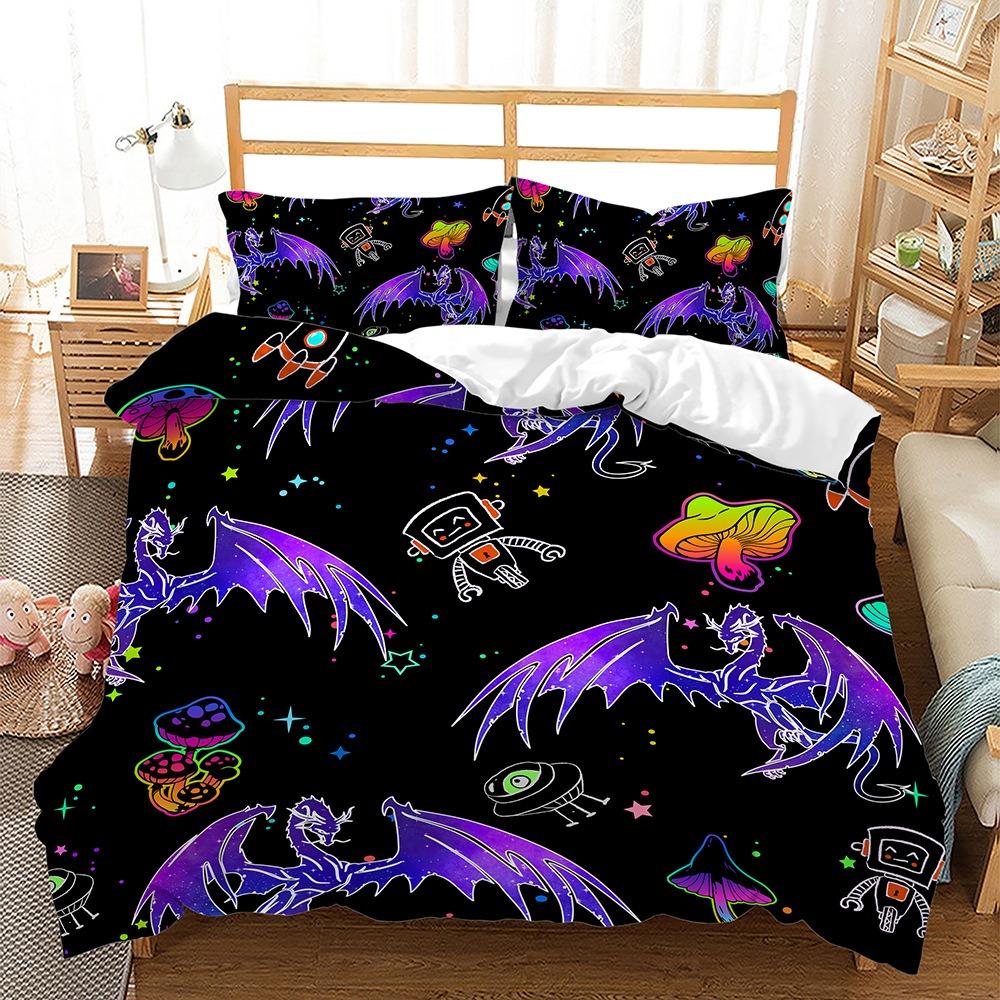 

Комплект постельного белья с 3D-мультяшным динозавром, односпальная кровать, двуспальная кровать, наволочка, 2/3 шт., милые животные, мягкий чехол для ребенка, мальчика, подарок Baby 100x135cm