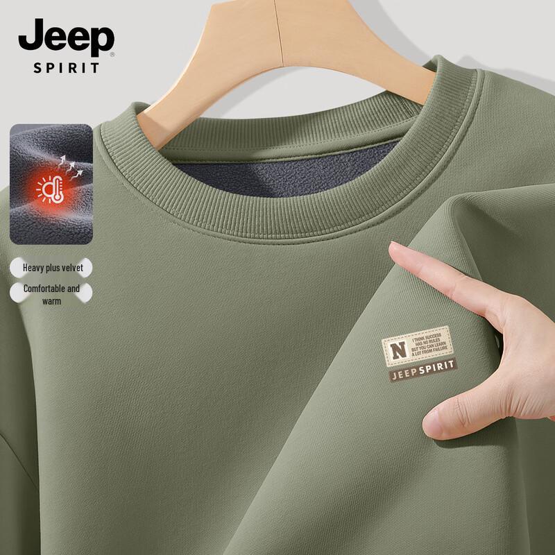 

JEEP SPIRIT Men s 2025 Thickened Fleece Pullover Sweatshirt 3XL
