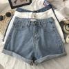 Classic and Minimalist Fashion Versatile Rolled Edge Female Summer Outside Wear Thin High Waist Casual Loose Wide Leg Denim Shorts Individuality