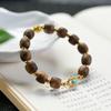 Natural Agarwood Yingge Beads Bracelet with 925 Silver Spacers