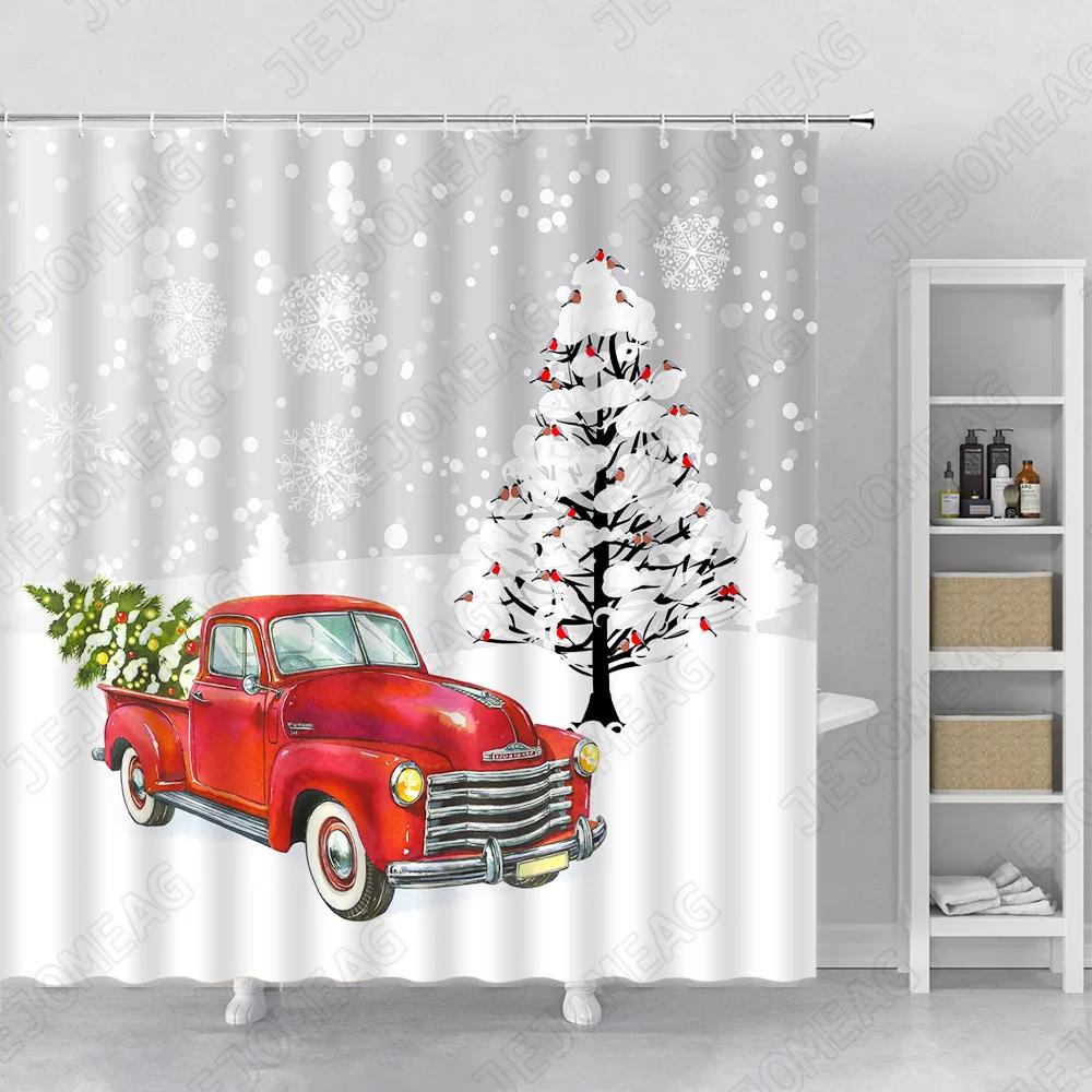 Sněhulák Míč z provazu Sprchový závěs Zimní scenérie Vánoční téma Domácí koupelnová dekorace Sada koupelnových doplňků Koupelnový závěs