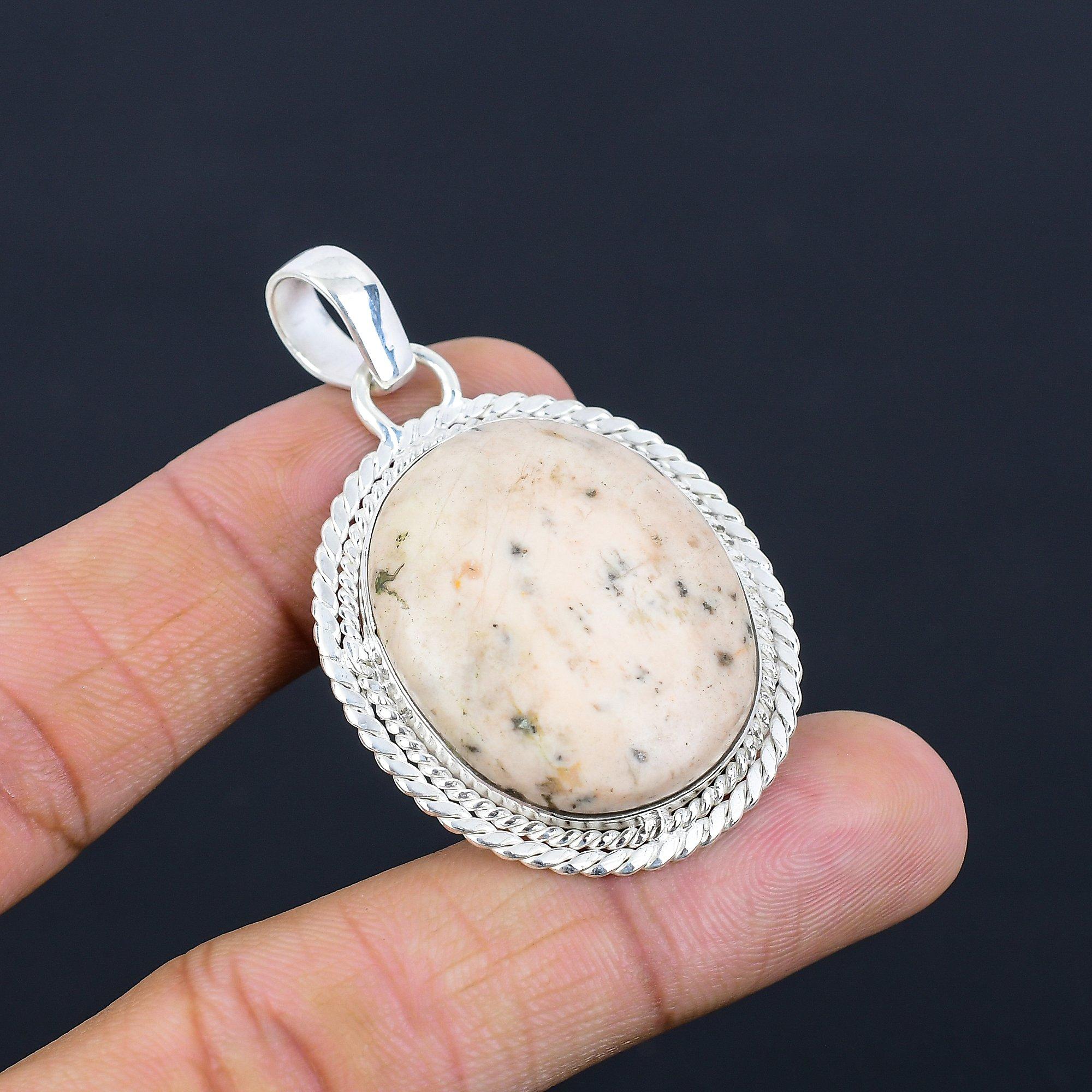 Daughters Day Deal Natural Ocean Jasper Wife Pendant Jewelry 925 Sterling Silver