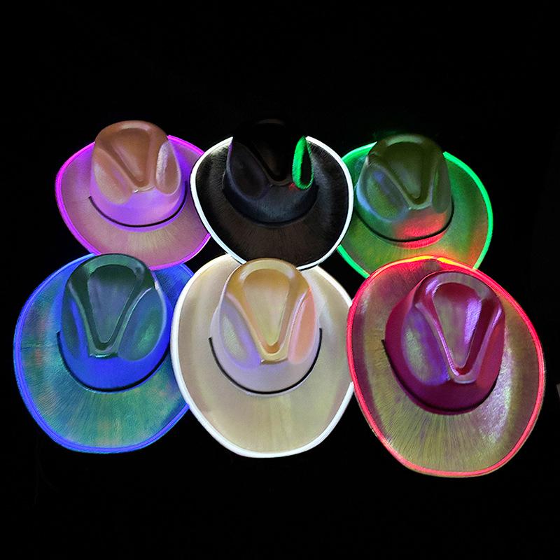 LED Light-Up Colorful Cowboy Hat for Halloween, Carnival, and Holiday Performances