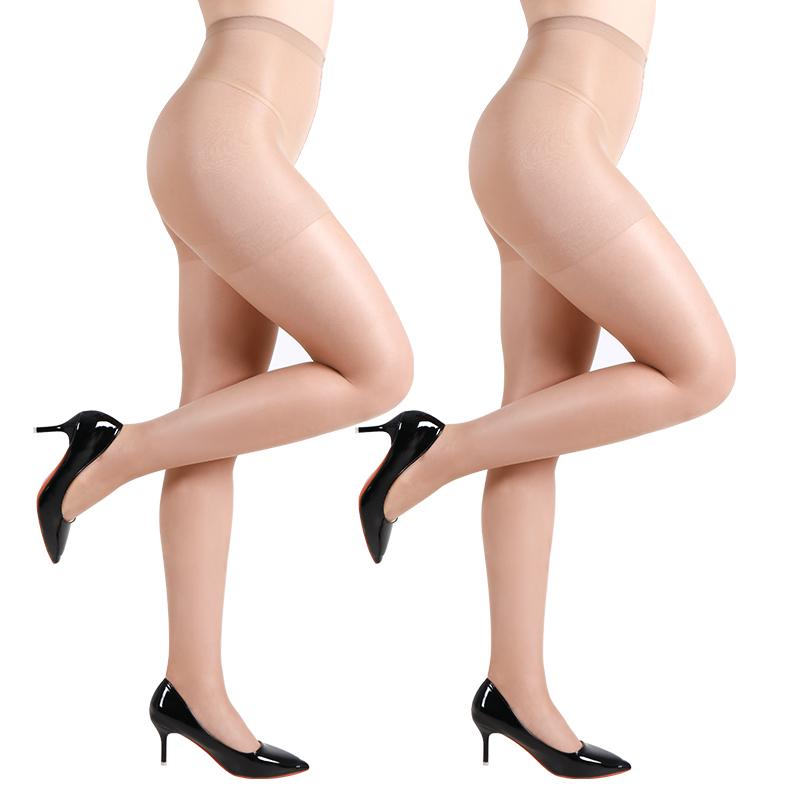 

Kave 2 пары женских прозрачных колготок 20 ден с утягивающим верхом и усиленными носками, высокоэластичные, сексуальные черные колготки для вечеринки Fit for 40-55 kg