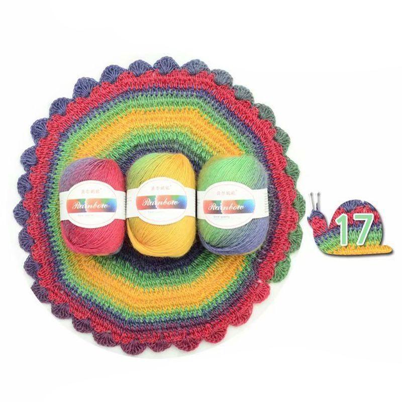 Soft Worsted Yarn Rainbow Gradient Colors DIY Baby Knitting Wool Shawl Scarf Swe top sale