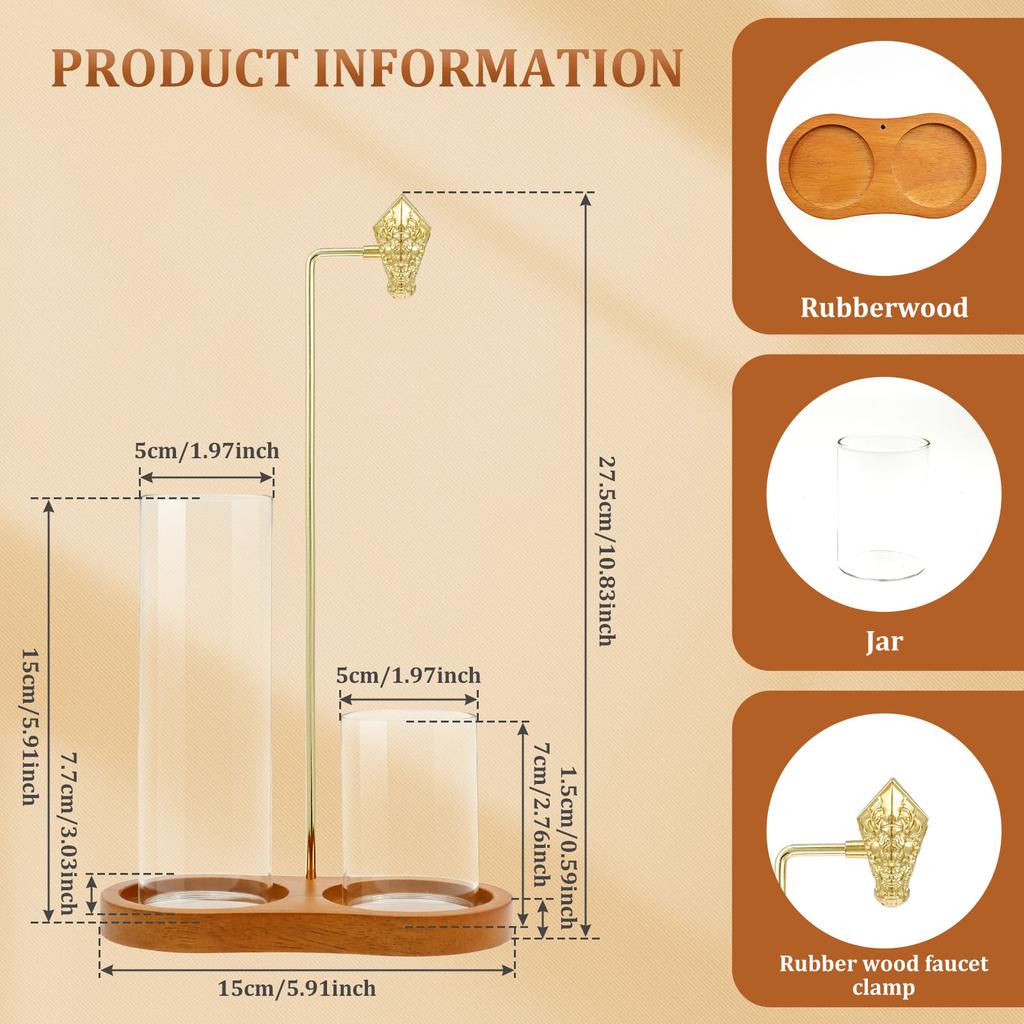 Trekult Røkelsesholder Opp-ned Røkelsesbrenner med Askefanger i Glass Røkelsespinnestativ for Yoga Meditasjon Hjemmedekor