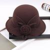 2022 Autumn And Winter Woolen Hat Women'S Casual Wide-Brimmed Top Hat, Flower Dome Fashion Hat