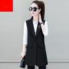 Streetwear Design Slim Sleeveless Blazers Coats Women Casual Elegant Vests Outerwear Classic Mid-length Waistcoat Blazer