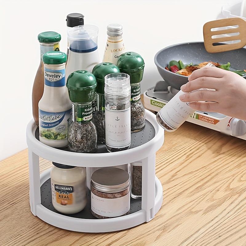 360 Rotating Cabinet Organizer Kitchen Bathroom Cosmetic Turntable Storage Tray Non-Slip Spice Round Rack Plates Desktop Storage