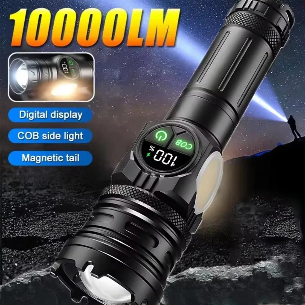 

9900LM Powerful LED Flashlight with COB Side Light Type-C Rechargeable Spotlight Lantern 9 Modes Camping Outdoor Magnetic Lamp 9 Modes(1200mah)