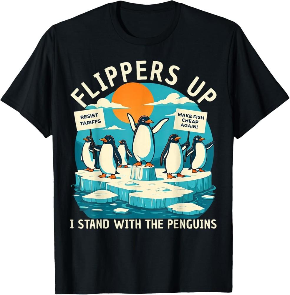 Funny Resist Penguins Protest Penguin Against Tariffs T-Shirt Unisex T-Shirt S