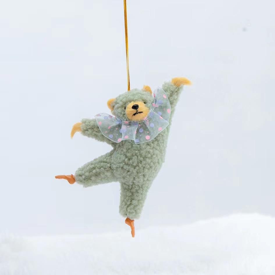 New Cartoon Kawaii Dancing Bear Plush Doll Room Bedside Pendant Creative Ins Ballet Bear Plush Car Pendant Kids Birthday Gift