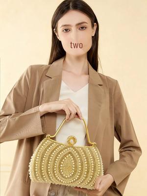 2025 European & American Pearl Rhinestone Evening Clutch: Fashionable Handbag/Single Shoulder/Crossbody.