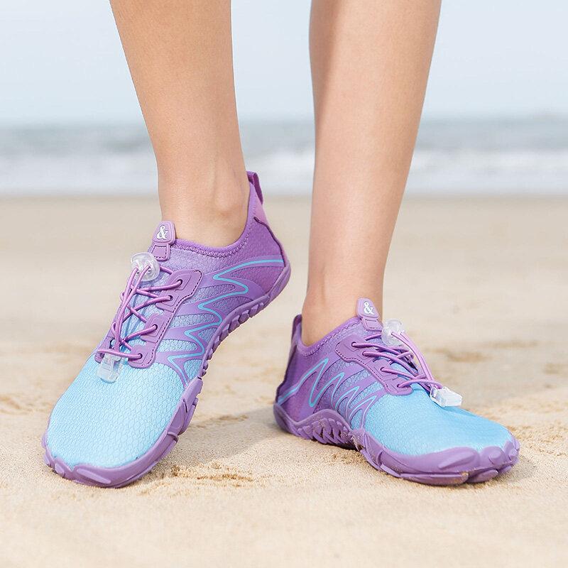 Quick Dry Aqua Shoes For Men Women Breathable Mesh Water Shoes Unisex Light Non Slip Beach Wading Sneakers For Swimming Surfing