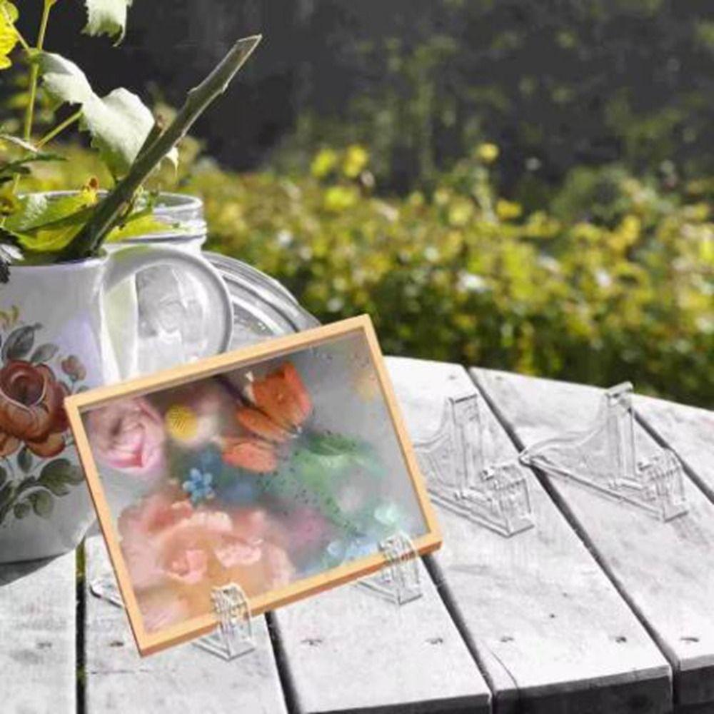 20Pcs Simple Easels Photo Holder Transparent/Black Picture Frame Display Shelves  for Desktop