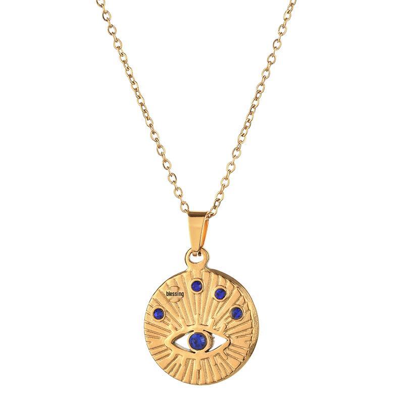 Zodiac Stones Stainless Steel Necklace with Diamond Inlay - Eye of the Devil Trend