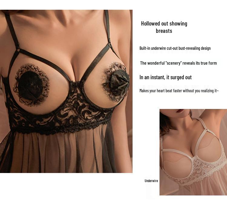 Sexy Plus Size Durchsichtiges Mesh Negligé Verlockendes Set